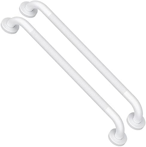 2 Pack 24 Inch Oil Rubbed White Shower Grab Bars w/Anti-Slip knurled Grip, iMomwee Stainless Steel Wall Mount Bathroom Safety Balance Handrail, Handicap Elderly Senior Assist Textured Grab Bar Handle