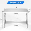 Commercial Foldable Heavy Duty Stainless Steel Table, 36 x 24 Inches Metal Prep & Work Desk with Adjustable UnderShelf and Feet for Kitchen Restaurant Home Garage Warehouse