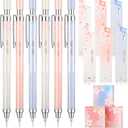 15 Pcs 0.5 mm Mechanical Pencil Set Include 6 Pcs Japanese Cute Pencils with 6 Tubes Pencil Refill and 3 Cute Cherry Erasers for Sketching Architecture Drawing