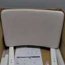 Solid Wood Small Vanity Stool, Compact Makeup Chair with Saddle Cushion, Linen-Covered High Rebound Sponge Seat, Easy Assembly Footstool for Bedroom, Entryway, Home, White