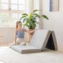 MLILY Tri-Fold Memory Foam Topper, 4 inch Twin XL Folding Mattress Topper with Collapsible and Washable Cover, Travel and Guest Mat, 80"38"4", Grey