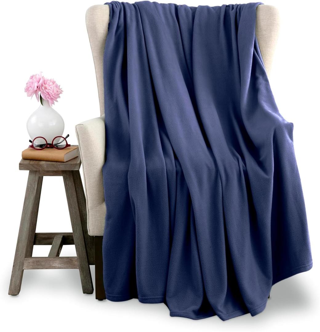 Microfleece Queen Size Blanket | Supersoft Lightweight Throw Blanket | All-Season Comfort | Navy