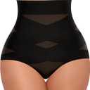 Tummy Control Shapewear Panties for Women High Waisted Body Shaper Slimming Shapewear Underwear Girdle Panty (Medium, Black-smooth Fabric)
