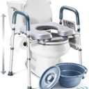 Toilet Seat Risers for Seniors Bedside Commode for Elderly Width and Height Adjustable Raised Toilet Seat with Handles for Elderly Handicap, Elevated, Pregnant, Fit Any Toilet Heavy Duty Up to 400lbs