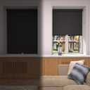MYshade Cordless Blackout Roller Shades for Windows with Valance, Thermal Insulated UV Blocking Fabric, Cordless Window Blinds for Bedroom & Living Room, Easy Install, 35" W x 72" H, Black