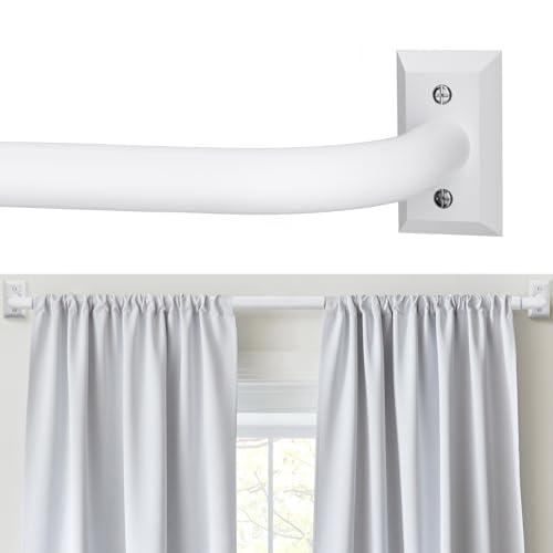 White Curtain Rods, Room Darkening Rod for Windows 48 to 90 Inches(4-7.5Ft), Wrap Around Curtain Rod, Heavy Duty Blackout Drapery Rods, Modern Decorative Window Treatment, White