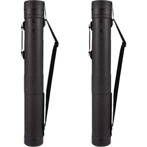 CALPALMY 2-Pack Extendable Poster Tubes Expand from 30.5 to 49 with Shoulder Strap and Handle | Carry Documents, Blueprints, Drawings and Art | Black Portable Durable Round Storage Cases, X-Large