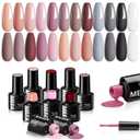 MEFA 12 Colors Fall Gel Nail Polish Set, Purple Burgundy Red Brown Gray Gel Nail Polish Fall Winter Colors Collection Nail Art Manicure DIY Salon Home Gifts for Women Girls