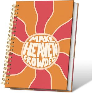 VONTP Boho Christian Spiral Notebook, Retro Groovy Bible Prayer Journal, Christian Gifts for Women, Make Heaven Crowded Religious Bible Scripture College Ruled Notebook Journal for Writing, 5.5x8.3