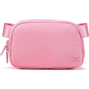 Pander Two Way Zipper Fanny Pack Nylon Everywhere Belt Bag for Women, Water Repellent Waist Packs, Crossbody Bags with Adjustable Strap (Light Pink).