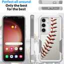 For Galaxy S25 +, Unique Pattern Shock-Absorption Hard PC and Inner Silicone Hybrid Dual Layer Armor Defender Case for Samsung Galaxy S25 Plus (Baseball Sports) White