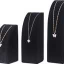 3Pcs/Set Necklace Holder Organizer Velvet Jewelry Display Stand For Selling Pandent Chain Necklace Rack for Show (Black Velvet)