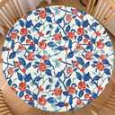 Valentines Day Round Tablecloth Fitted Best for 40"-44" Blue Red Floral Table Cloth Vintage Elastic Edge Water-Resistant Washable Love Chinoiserie Decoration Table Cover for Party Picnic Indoor Decor