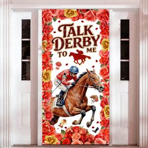 Derby Door Cover Decorations - Talk To Me Hanging Door Banner Decor, Derby Banner for Horse Racing Party Supplies 35.4 x 72.8 Inch