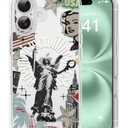Dibrell for iPhone 16 Case, [Full Camera Protection] [Not Yellowing] [Military-Grade Drop Protection] Cute Clear Slim Shockproof Protective Phone Cover for Women Girls 6.1", Liberty Land/Grey