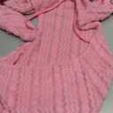 Sexy Off Shoulder Fuzzy Y2K Mini Dress for Women Strappy Backless Long Sleeve Party Club Birthday Dresses Date Night (Large, Pink)