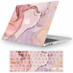 Fancity Case Compatible with MacBook Pro 15 Inch with Touch Bar, Slim Rubberized Hard Plastic Case Cover with Keyboard Cover for A1707 A1990 Mac Pro 15 Inch 2016-2019, Pink Marble