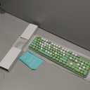 UBOTIE Colorful Computer Wireless Keyboards Mouse Combos, Typewriter Flexible Keys Office Full-Sized Keyboard, 2.4GHz Dropout-Free Connection and Optical Mouse (Green-Colorful)