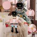 Lanpn Nutcracker Christmas Pillow Nutcracker Pillow Christmas Decoration Winter Throw Cushion for Sofa Living Room Bedroom Xmas Decor (23x31 inch, Pink)