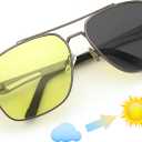 FEISEDY Polarized Aviator Photochromic Sunglasses Men Women for Day and Night Driving Metal Frame B0172 (Gun Grey-yellow)