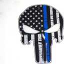 Punisher Thin Blue LINE USA Police Domed Decal Emblem CAR Sticker 3D 3"x 4"