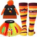 Vicenpal Thanksgiving Turkey Costumes Set for Women Thanksgiving Tutu Turkey Headband and Sock for Cosplay Party