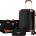 Carry On Luggage Sets 3 Piece, 20 Inch Luggage 22x14x9 Airline Approved with Wheels and TSA Lock, ABS Lightweight Hardshell Travel Suitcase Set with Duffel Bag Travel Bag for Men Women (Black)