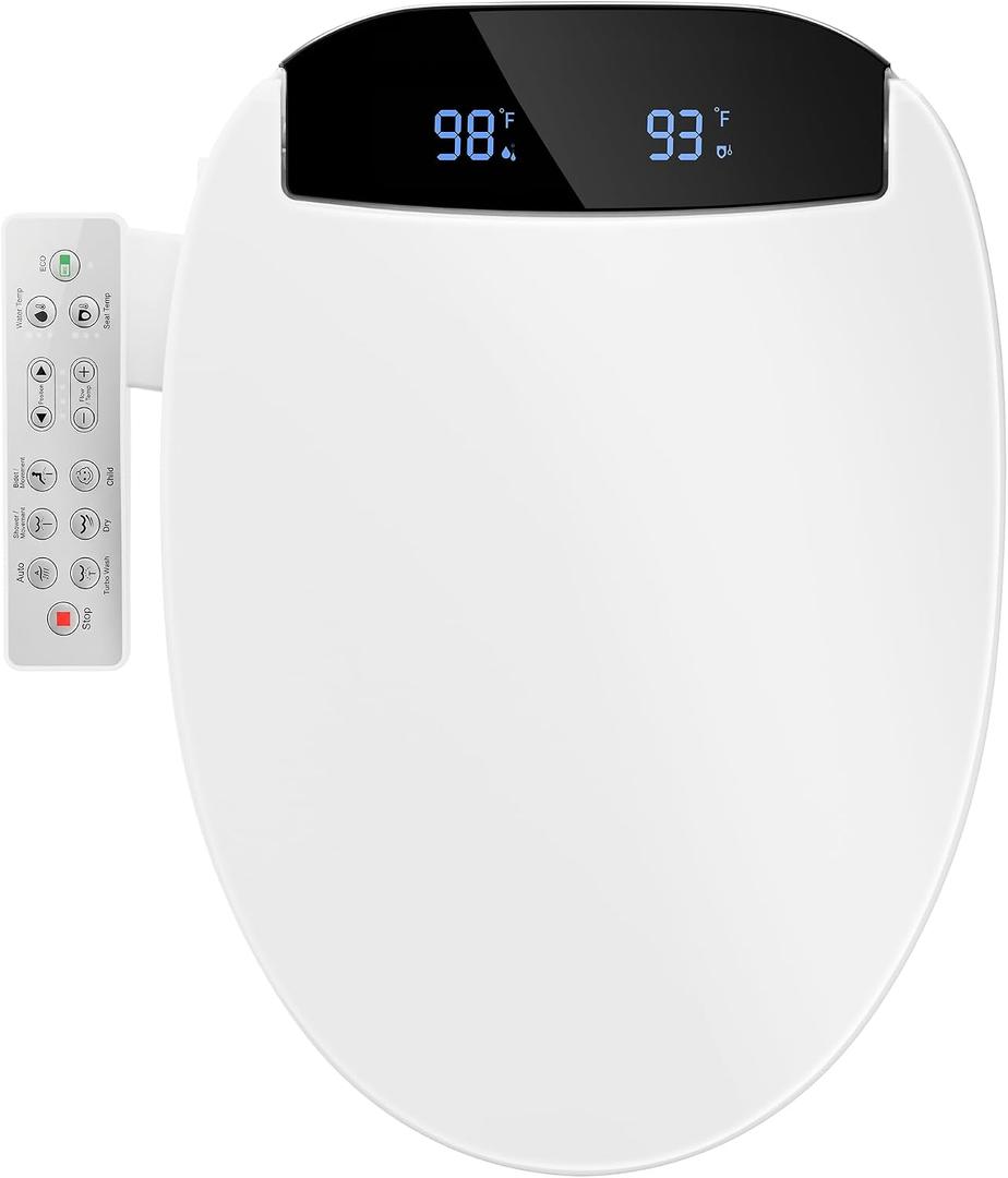 Bidet Toilet Seat Elongated Heated Electric Seats with Panel Instant Water