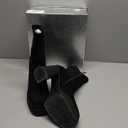 Wetviro Women's Platform Ankle Boots Chunky High Heel Square Toe Stretchy Short Gogo Combat Boots Booties for Women 10