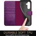 DuckSky for Samsung Galaxy S24 Plus/S24+ Genuine Leather Wallet case RFID Blocking4 Credit Card HolderReal Leather Flip Folio Book Phone case Protective Cover Women Men for S24Plus case Purple