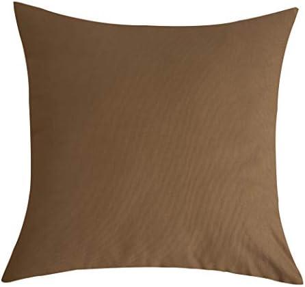 TangDepot Cotton Solid Throw Pillow Covers, 24"-24" , Light Coffee, 2 Count