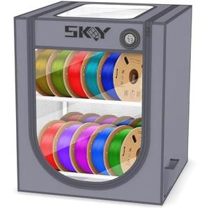 3D Printer Filament Storage Box with Thermo-Hygrometer - 2 Tiers Metal Filament Storage Rack with Cloth Cover,- 3D Filament Holder for Home, Office Workshop, Studio 20 Rolls - Grey