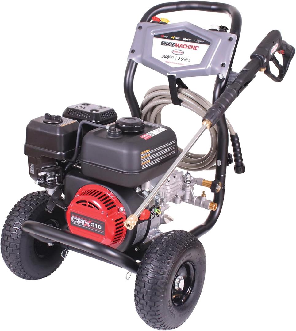 Simpson Cleaning 3400 PSI Gas Pressure Washer, 2.5 GPM Power Washer for Residential Use, CRX Engine, 25-Foot MorFlex Hose, Clean Machine, 49-State (CM61083)