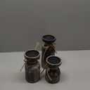 Farmhouse Wooden Candle Holders for Pillar Candles, Brown Distressed Set of 3 Rustic Wood Pillar Wood Candle Stands with Hemp Rope Bow Table Centerpiece Decor for Fireplace, Living, and Dining Room (Break White)