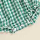 2 x Newborn Baby Girl Smocked Thanksgiving Outfit Infant Plaid Bubble Romper Embroidery Turkey Fall Clothes (6-12 Months, Green Santa)