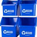 6 Gallon Stackable Recycling Bin Container in Blue, Eco-Friendly BPA-Free Handy Recycler with Handle, 4-Pack