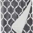 Comfort Spaces Reversible Ultra Soft Cozy Sherpa Throw Blanket for Couch and Bed, Cozy Fleece Blanket with Fuzzy Faux Fur, 50" x 60", Grey