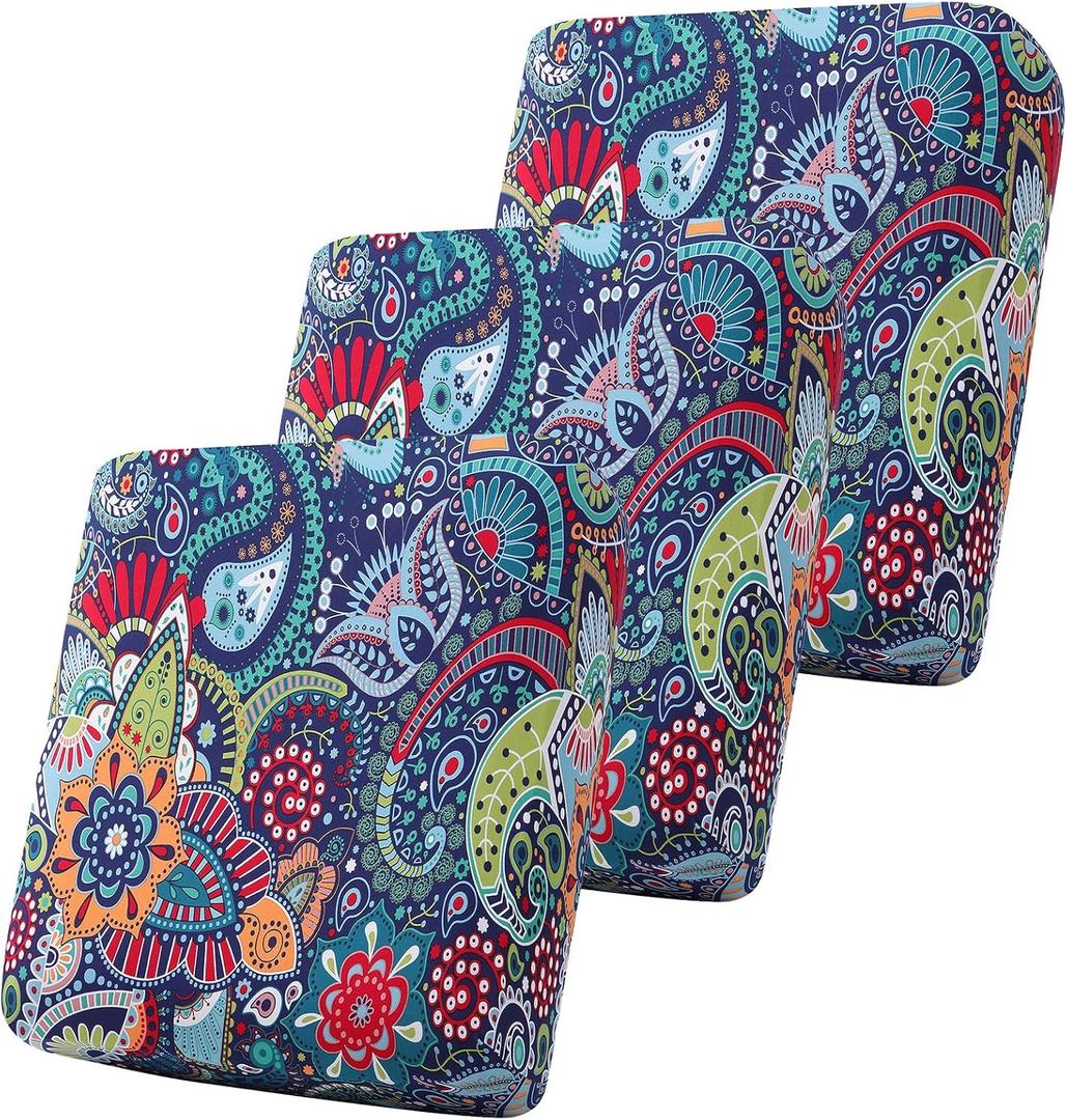 Smiry Printed Couch Cushion Covers, Stretch Soft Couch Covers for Sofa, Washable Non-Slip Sofa Slipcover Furniture Protector for Indoor and Outdoor (3 Pack, Blue Green)