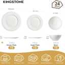 KINGSTONE 24Pcs Vintage Relief White Bone China Set, Service for 8