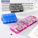 Foldable Weekly Pill Organizer 2 Times a Day with 2 Extra Compartments - Etched Labels - Portable 7 Day AM PM Medicine Box, Week Daily Travel Pill Case Holder for Meds, Vitamin, Supplement -Clear Pink