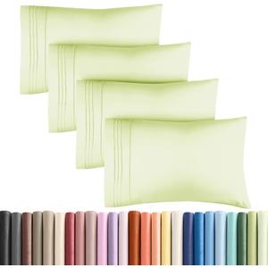 King Pillow Cases Set of 4 - Ultra Soft Hotel Quality Pillowcase Covers - Comfy, Cozy & Wrinkle Free - Shrinkage & Fade Resistant - Machine Washable Pillow Protectors - 4 Piece Set - Light Sage Green