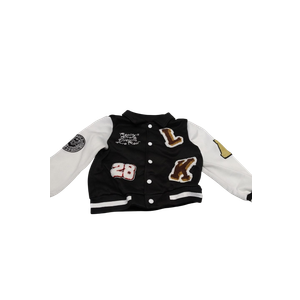 SOLY HUX Toddler Boy's Varsity Jacket Letter Graphic Color Block Collar Long Sleeve Baseball Jacket Streetwear Black Letter 6Y