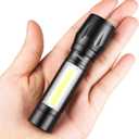 Wrrozz Led Flashlight Rechargeable USB Torch Mini Small Light Super Bright Handheld Tiny Portable Pocket Keychain Flash Light with COB Side Searchlight High Lumens Zoomable Emergency Camping 2 Pack