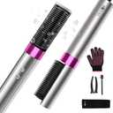 Plasma Hair Straightener Brush,Ceramic Straightening Brush for Women,Heated Hair Straightener Comb with Dual Voltage,Anti-Scald,20s Fast Heating, Grey