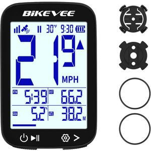 Bike Speedometer GPS Wireless Cycling Computer Auto Start/Stop, Auto Backlight, Waterproof Bicycle Odometer MPH KM/H, 2.4" LCD Display