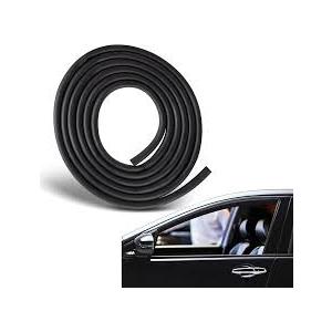 TRUE LINE Automotive 12 Feet D Shaped Rubber Door Seal - Universal Fit, Black, Rubber Weatherstrip Door Seal Stops Noise & Debris
