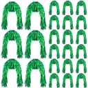 Geyoga 24 Pcs Foil Tinsel Wigs Fancy Dress Metallic Shiny Party Wig 80s Photo Booth Props Disco Women Cosplay Supplies,(Green)