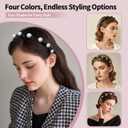 4PC Wave Pearl Hairbands for Women - Non-Slip Teeth Design, Comfortable Headbands for Daily & Special Occasions (Set of 4, One Size)
