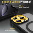 4 in 1 Magnetic for iPhone 16 Pro Max Case [with 1X Screen Protector, Braided Cable, Removable Lens Case] [Mil-Grade Drop Protection] Shockproof Slim Translucent Matte Protective Phone Case, Black
