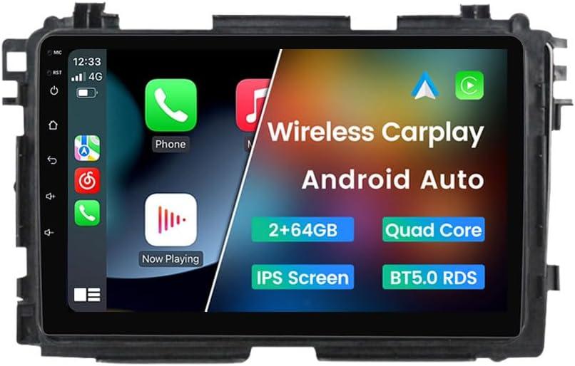 Android 13 Car Stereo for Honda Vezel HR-V HRV 2013-2022, Biorunn 9" Wireless Wired Car-Play Android Auto GPS Navigation IPS Touch Screen BT FM RDS Head Unit, 2GB RAM 64GB ROM